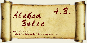 Aleksa Bolić vizit kartica